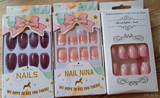 Накладные ногти, новые, 3 упаковки