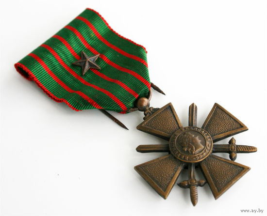 Военный крест (Croix de Guerre) с бронзовой звездой, Франция, 1914-1918