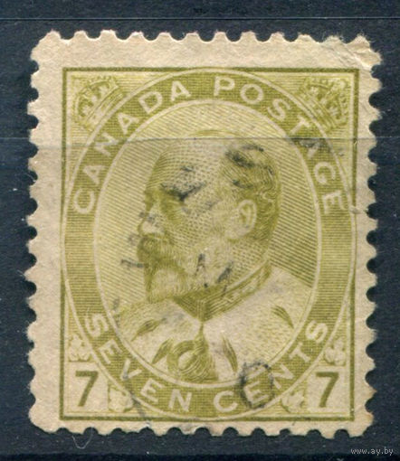 Британские колонии - Канада - 1903/12г. - король Эдуард VII, 7 с - 1 марка - гашёная, есть маленькое тонкое место в центре марки [Mi 80]. #3-WB-80-A-1