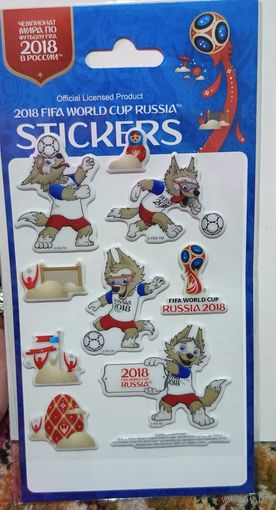 FIFA 2018 World cup Russia (ЧМ по футболу в России) наклейки стикеры с Волком Забивакой