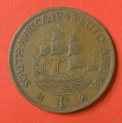 ЮАР, колония Англии 1 пенс 1943г.