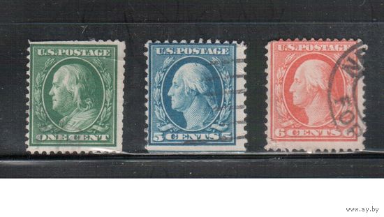 США-1908, (Мих.162-167), гаш.   , Стандарт, Президенты, Франклин, Вашингтон