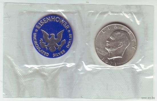 США, 1 доллар 1971 год, сертификат,жетон. UNC