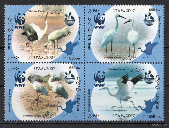 Иран 2007. Птицы WWF сцепка 4 марки (3067)