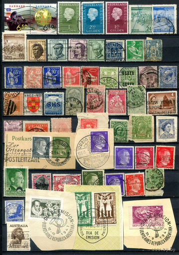 Марки разных стран 2 - 50+ марок и почтовых вырезок - гашёные. #O-W-88-B-2