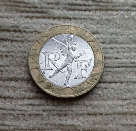 Werty71 Франция 10 Франков 1990 биметалл Ангел Дух Свободы