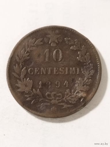 Италия 10 сентизим 1894