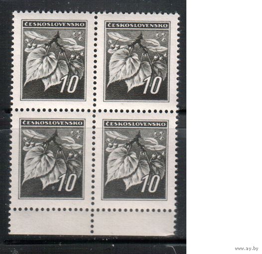 Чехословакия-1945,(Мих.424)  **  , Стандарт, Флора, Липа, кв.бл.