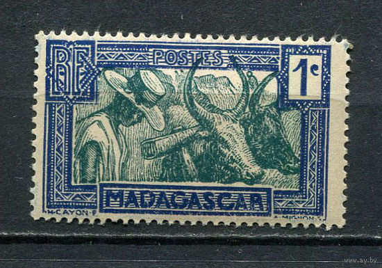 Французские колонии - Мадагаскар - 1930 - Зебу 1С - [Mi.180] - 1 марка. MNH, MLH.  (Лот 78FP)-T25P25