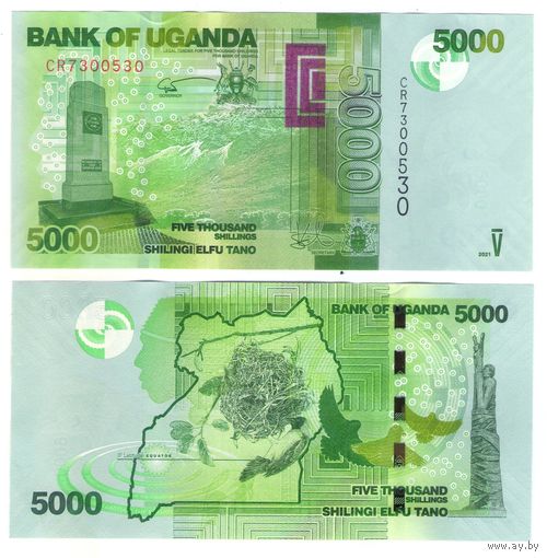 Уганда 5000 шиллингов  2021 год  UNC