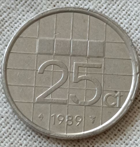 Нидерланды. 25 центов 1989 года.