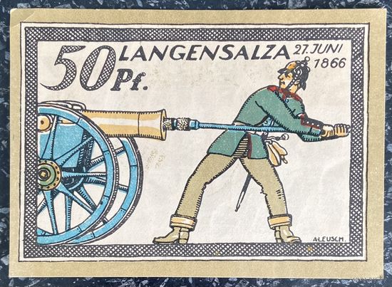 Нотгельд 50 пфеннигов 1921 год. Лангензальц. Веймарская республика