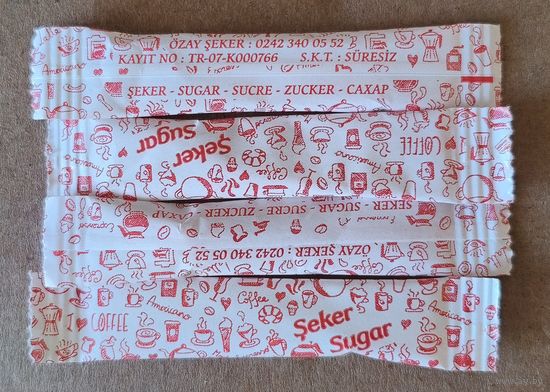 Сахар, сахарные пакетики, Республика Конго (Браззавиль), см. код на фото.