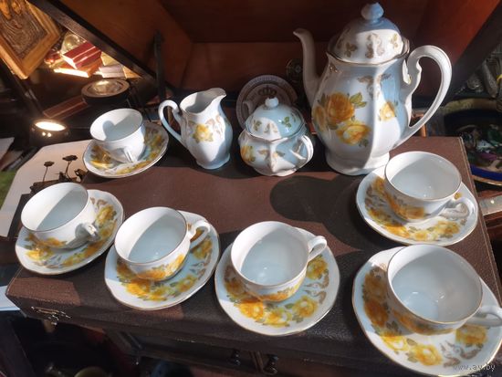 Кофейный сервиз чайная жёлтая роза