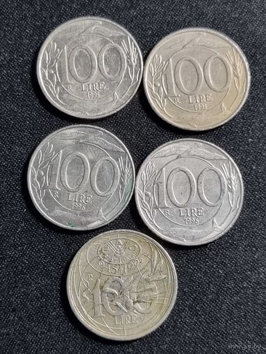 Италия 100 лир 1993 1996 4 шт. лот + 1 FAO 1995