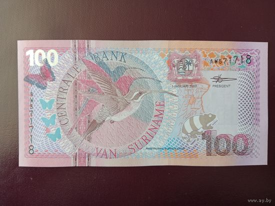 Суринам 100 гульденов 2000 UNC