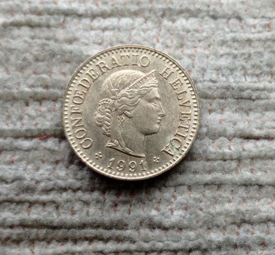 Werty71 Швейцария 5 раппенов 1991 рапп