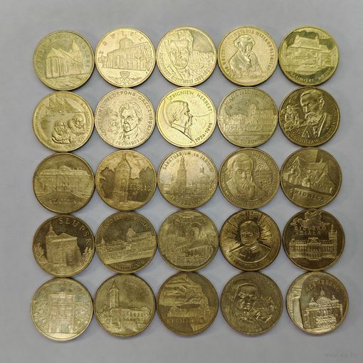 Монета 2 злотых Польша. 25 шт. С рубля