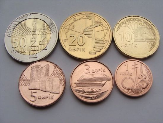 Азербайджан. набор 6 монет 1,3,5,10,20,50 гяпик 2006 год