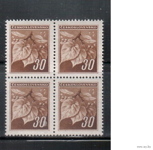 Чехословакия-1945,(Мих.425)  **  , Стандарт, Флора, Липа, кв.бл.