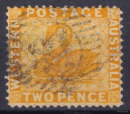 141.Aust. Великобритания. Австралийские штаты. Западная Австралия. Чёрный лебедь. Стандарт. 1876 г. 2p. Mi.#17C.