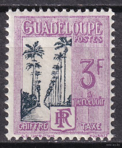 112.FrK. Франция. Колонии. Гваделупа. Доплатные марки. Палм - авеню в Капестерр - Бель. 1928 г. 3 Fr. Mi.#37.