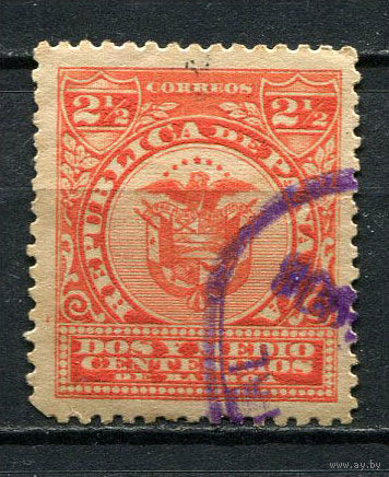 Панама - 1906/1908 - Герб 2 1/2С - (есть надрыв) - [Mi.72] - 1 марка. Гашеная.  (Лот 65EZ)-T25P5