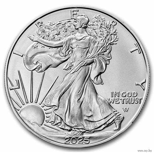 1 доллар США 2025г. Американский орел. СЕРЕБРО!!! 31,1г (1oz)