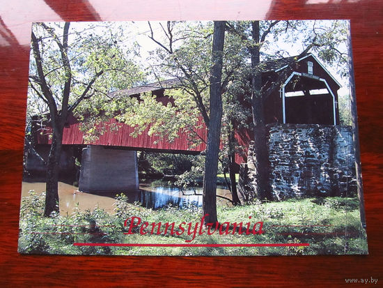 C005-3069 Открытка Pennsylvania Dellville Bridge США Конец 1990-х – начало 2000-х Подписана