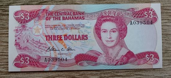 Werty71 Багамские острова Багамы 3 доллара 1974 UNC банкнота
