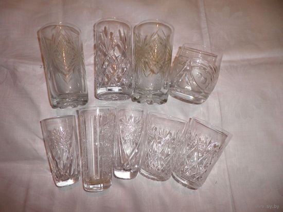 Хрусталь из СССР стаканы,рюмки 9 шт.С рубля.