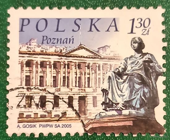 Польша 2005. Памятник Гигее и здание библиотеки Рачиньских в Познани