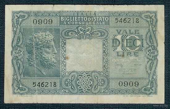 Италия, 10 лир 1944 год.