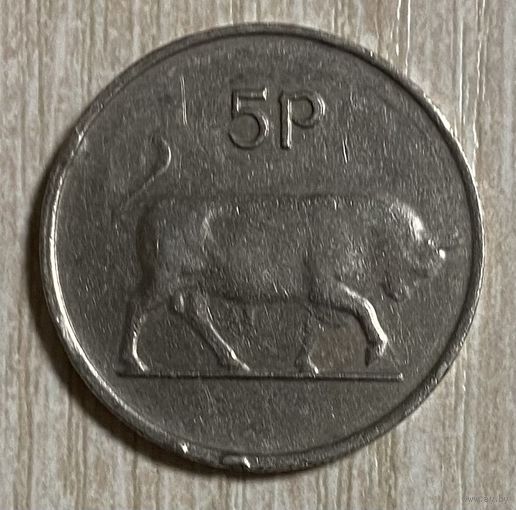 Монета 5 пенсов. 1978 год, Ирландия. Бык. Ирландская арфа.