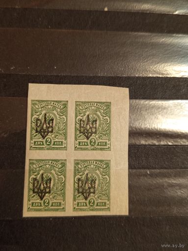 1918 Гражданская война Украина Одесса тип 2 квартблок чистый клей MNH** герб (2-9)