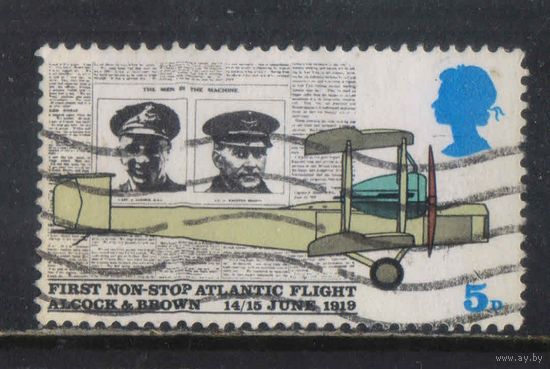 Великобритания 1969 EII 50 летие беспересадочного полета Джоном Алкоком и Артуром Брауном через Северную Атлантику Виккерс Вими IV #511
