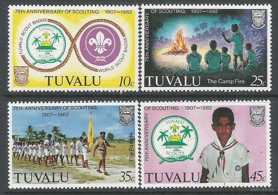 Тувалу. 75 лет Скаутскому движению. 1982г. Mi#166-69. Серия.