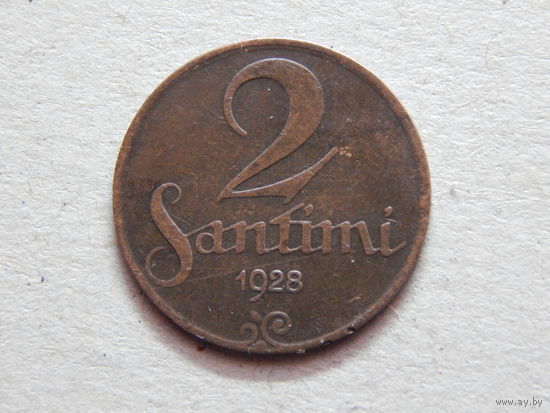 Латвия 2 сантима 1928г.