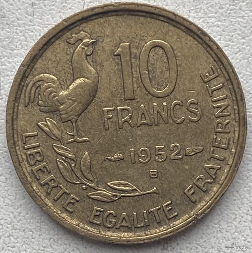 Франция 10 франков 1952 г. Отметка монетного двора "B". Бомон-ле-Роже. Цена за 1 шт.