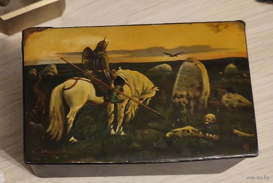 Шкатулка Федоскино.Витязь на распутье.ссср.