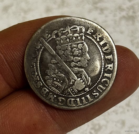 Орт  18 грошей 1699 года Бранденбург-Пруссия с 1 рубля ,состояние