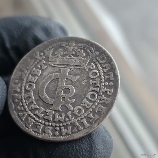 Старт с 1 Рубля !!! Монета серебро Тынф 1665 Речь Посполитая Ян Казимир Состояние !!!