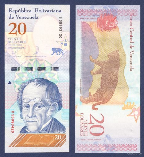 Венесуэла, 20 боливаров 2018 г., P-104, UNC