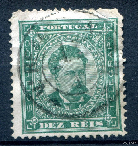 Португалия (Королевство) - 1882/84г. - Король Луиш I, перфорация 13 1/2, 10 R - 1 марка - гашёная [Mi 55]. #1-Po-7-A-1