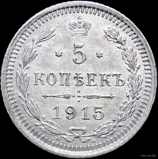 5 копеек 1915, UNC, Штемпельный блеск! С 1 Рубля! Смотрите другие лоты!