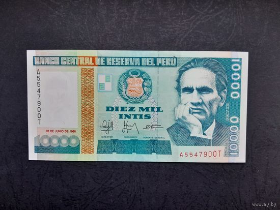 10000 инти 1988 года. Перу. UNC. Распродажа