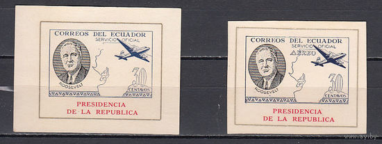 Президент Рузвельт. Эквадор. 1949. 2 блока. Michel N 186-187 (10,0 е).