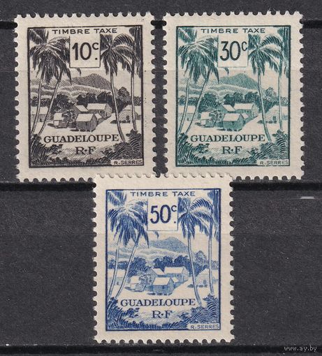 113.FrK. Франция. Колонии. Гваделупа. Доплатные марки. Ландшафты. 1947 г. Mi.##41-43. (* - описание).