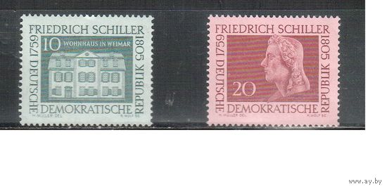 ГДР-1959,(Мих.733-734)  **  , Личности, Шиллер  (полная серия)
