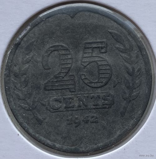 Нидерланды 25 центов 1942 г. В холдере